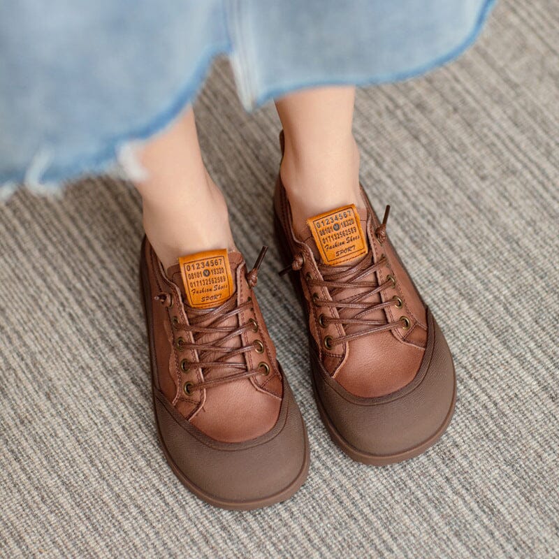 Autumn Retro Leather Flat Casual Shoes