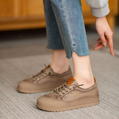 Autumn Retro Leather Flat Casual Shoes