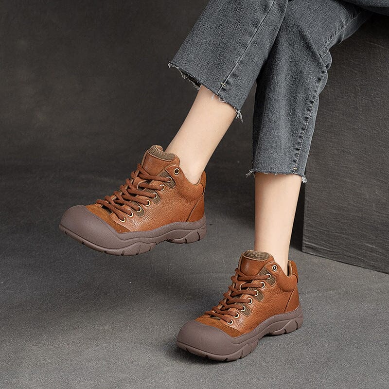 Autumn Retro Leather Patchwork Casual Shoes