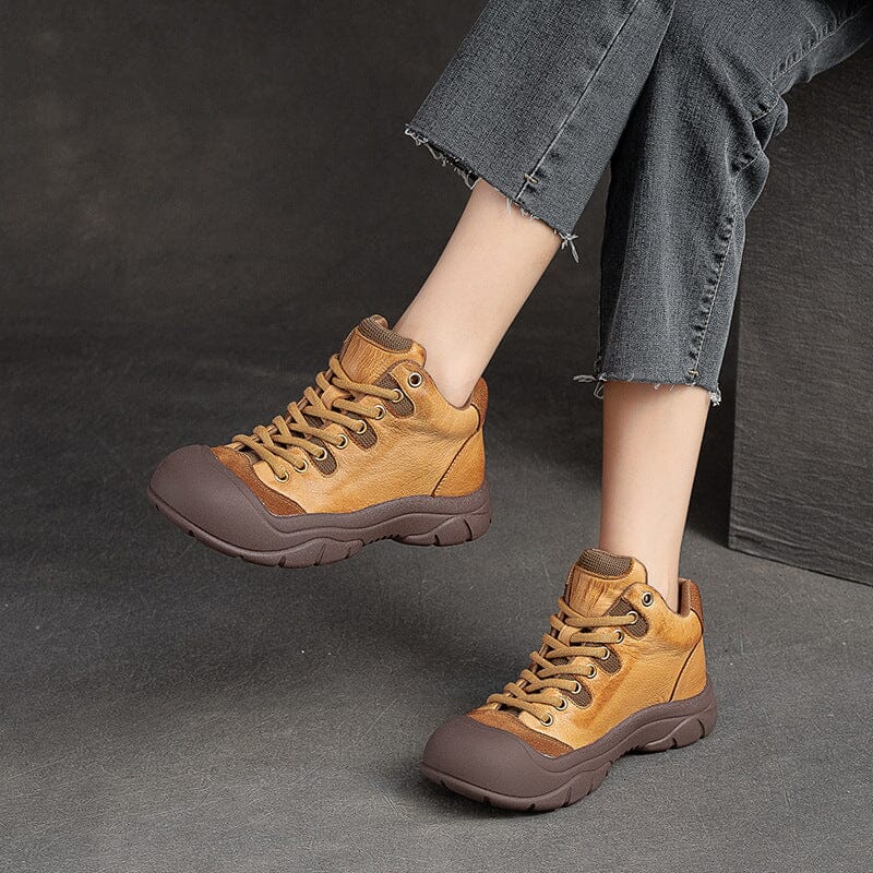 Autumn Retro Leather Patchwork Casual Shoes