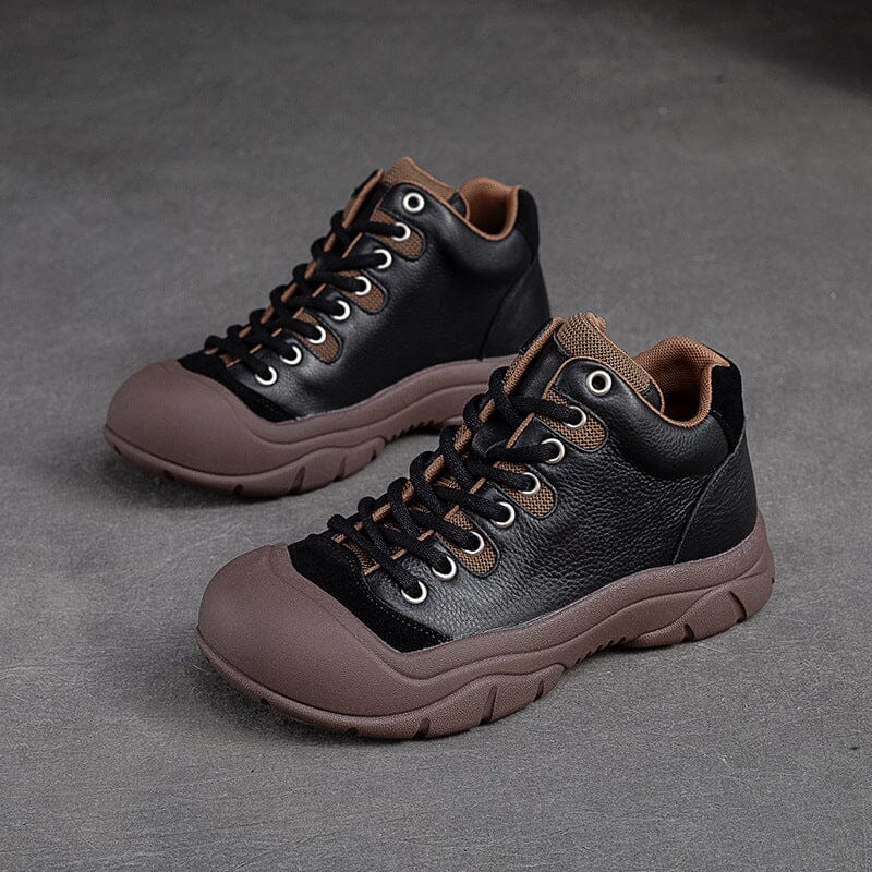 Autumn Retro Leather Patchwork Casual Shoes