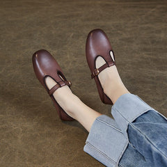 Autumn Retro Leather Soft Flat Casual Shoes