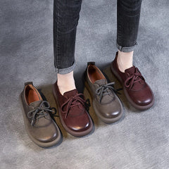 Autumn Retro Leather Soft Flat Casual Shoes