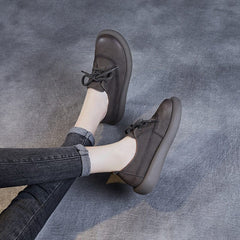 Autumn Retro Leather Soft Flat Casual Shoes