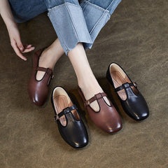 Autumn Retro Leather Soft Flat Casual Shoes