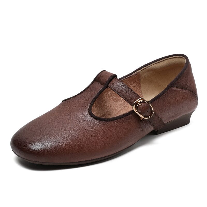 Autumn Retro Leather Soft Flat Casual Shoes