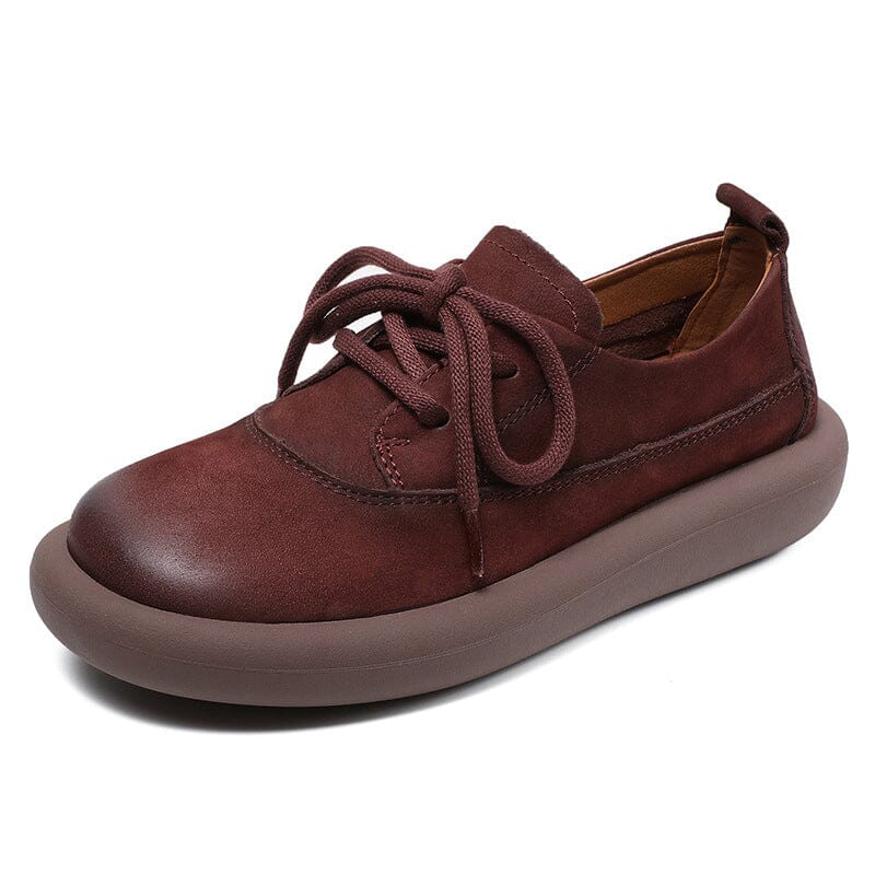 Autumn Retro Leather Soft Flat Casual Shoes