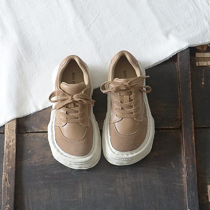 Autumn Retro Leather Thick Soled Casual Shoes