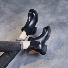 Autumn Retro Minimalist Leather Ankle Boots