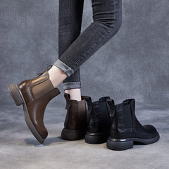 Autumn Retro Minimalist Leather Ankle Boots