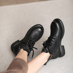 Autumn Retro Minimalist Leather Ankle Boots