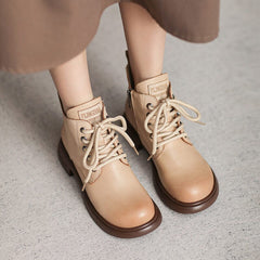 Autumn Retro Minimalist Leather Ankle Boots