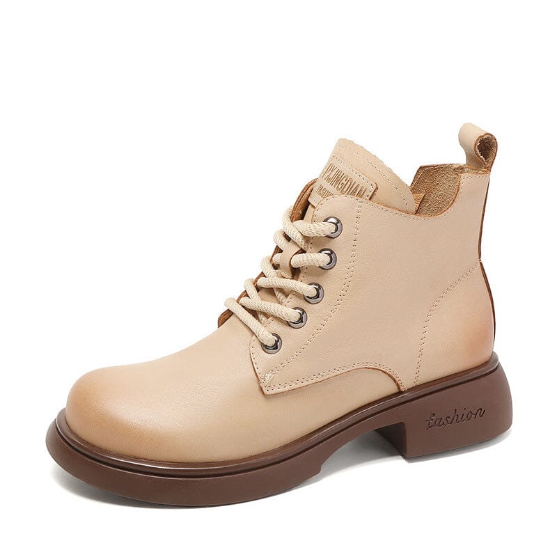 Autumn Retro Minimalist Leather Ankle Boots