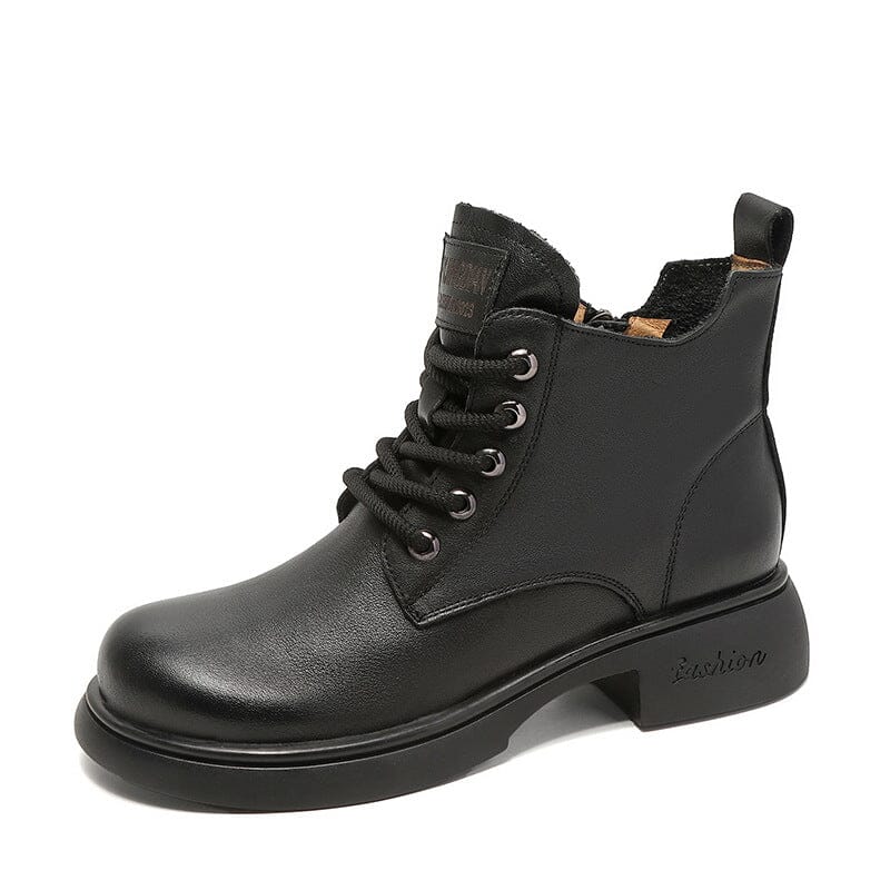 Autumn Retro Minimalist Leather Ankle Boots