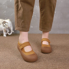 Autumn Retro Minimalist Leather Velcro Tape Casual Shoes