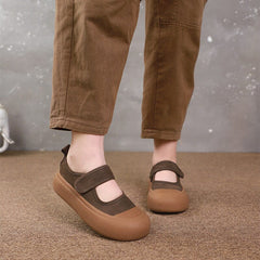 Autumn Retro Minimalist Leather Velcro Tape Casual Shoes