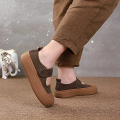 Autumn Retro Minimalist Leather Velcro Tape Casual Shoes