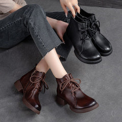 Autumn Retro Minimalist Soft Leather Boots