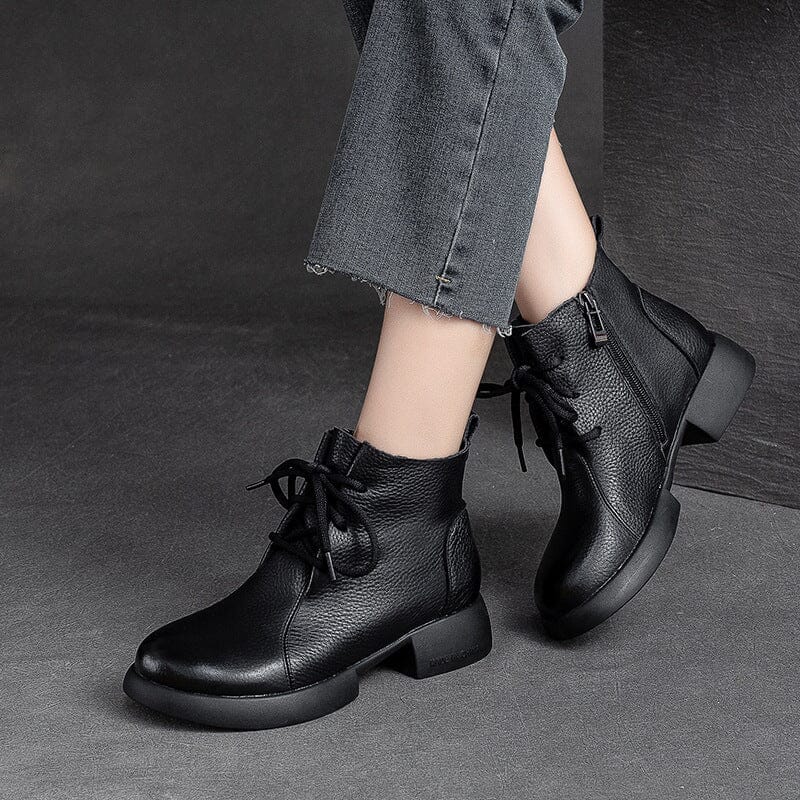 Autumn Retro Minimalist Soft Leather Boots