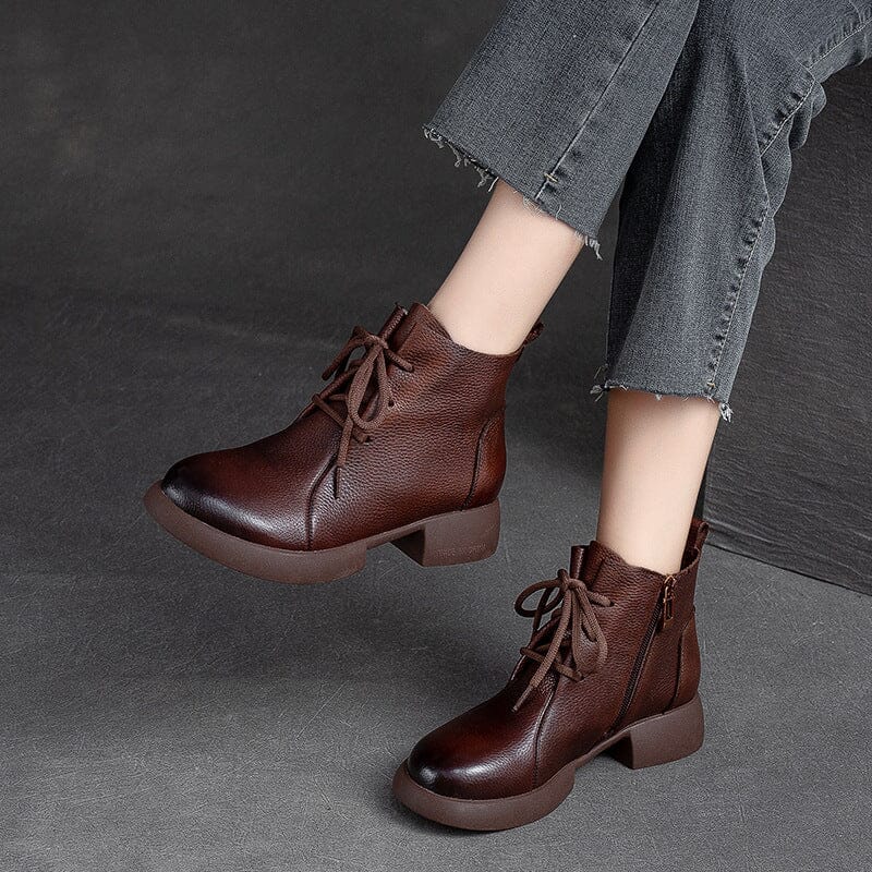 Autumn Retro Minimalist Soft Leather Boots