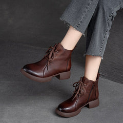 Autumn Retro Minimalist Soft Leather Boots