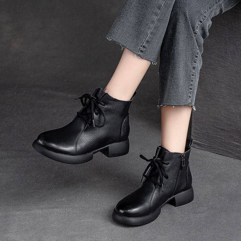 Autumn Retro Minimalist Soft Leather Boots