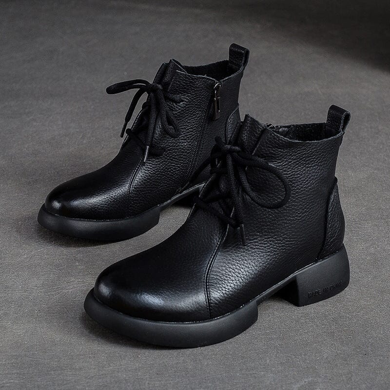 Autumn Retro Minimalist Soft Leather Boots