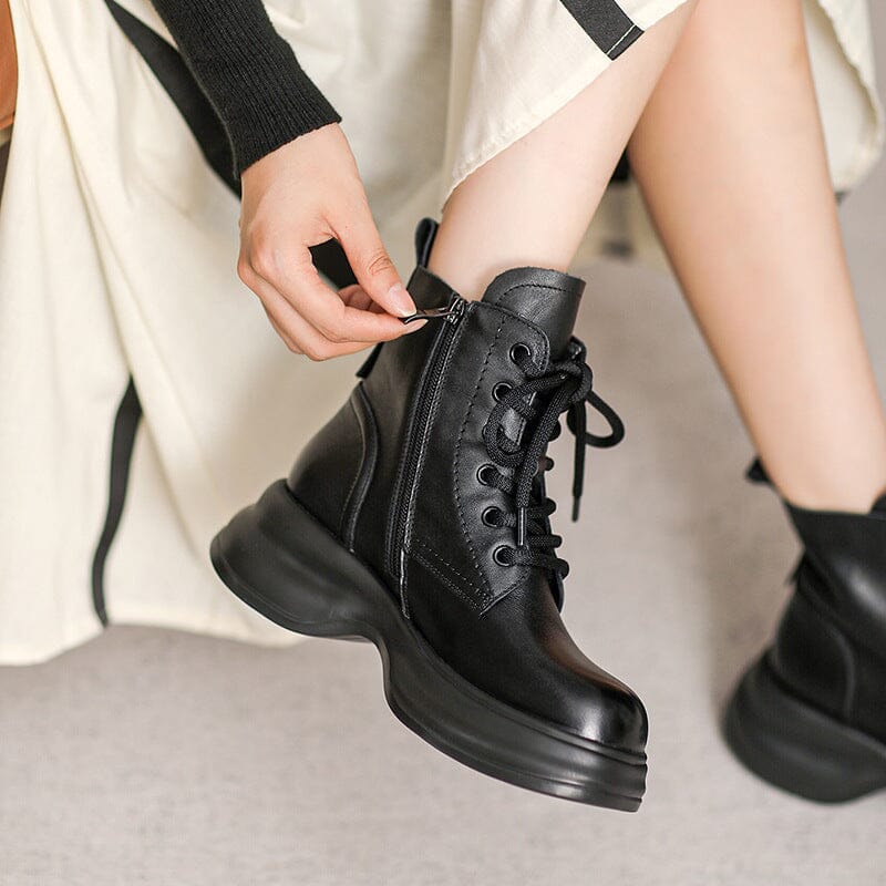 Autumn Retro Minimalist Soft Leather Boots