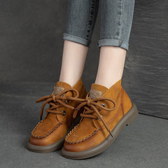 Autumn Retro Patchwork Leather Casual Boots