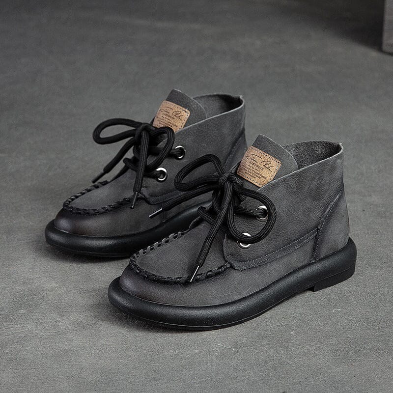 Autumn Retro Patchwork Leather Casual Boots