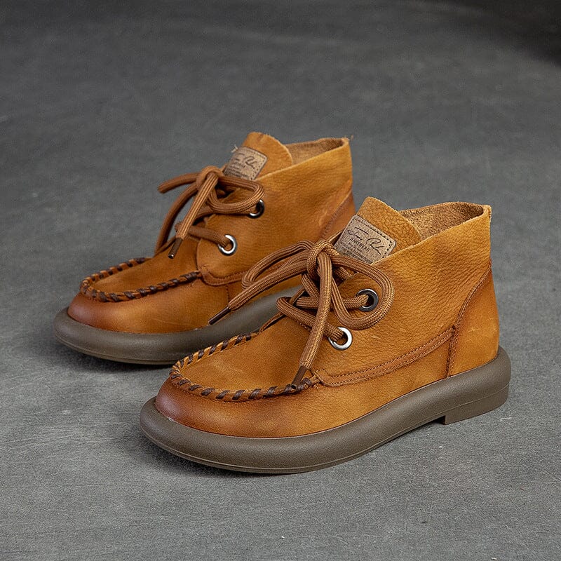 Autumn Retro Patchwork Leather Casual Boots