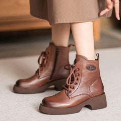 Autumn Retro Patchwork Leather Casual Boots