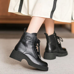 Autumn Retro Patchwork Leather Casual Boots