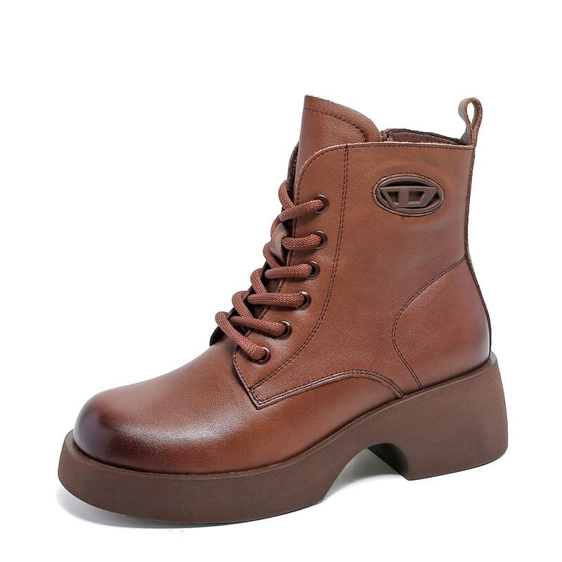 Autumn Retro Patchwork Leather Casual Boots