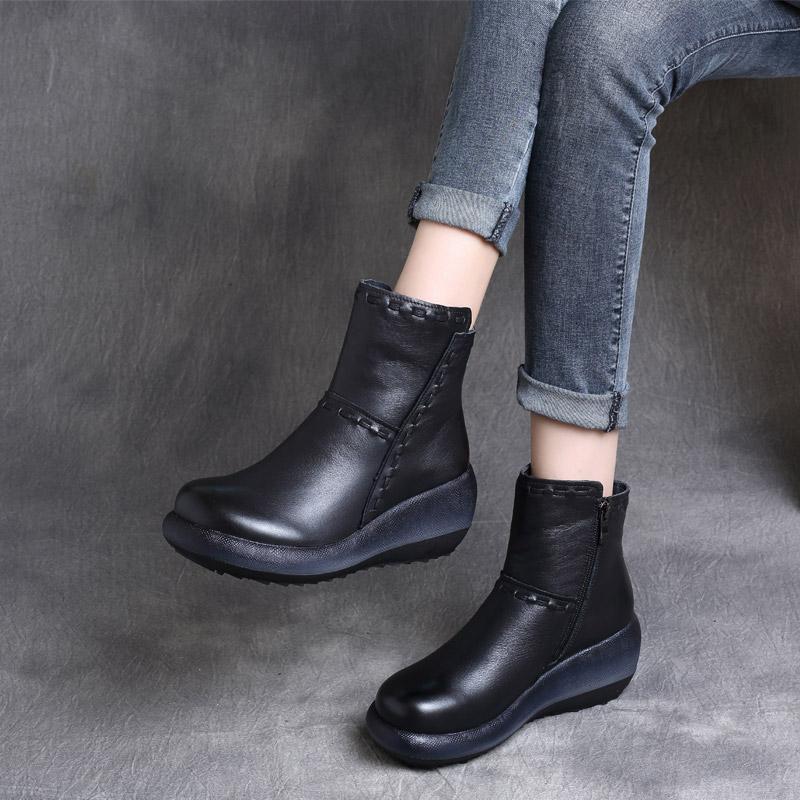 Autumn Retro Side Zipper Cotton Boots