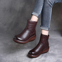 Autumn Retro Side Zipper Cotton Boots