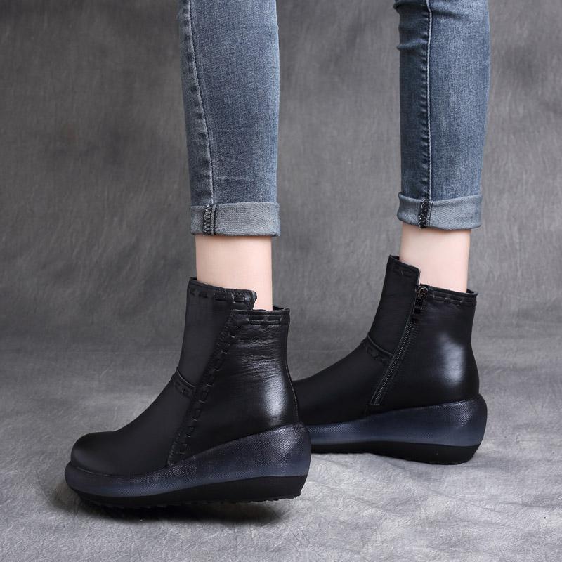 Autumn Retro Side Zipper Cotton Boots