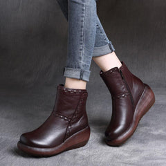 Autumn Retro Side Zipper Cotton Boots