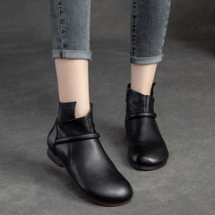 Autumn Retro Soft Leather Flat Ankle Boots