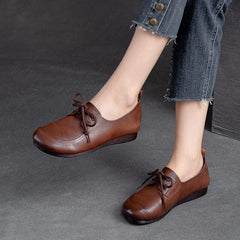 Autumn Retro Soft Leather Flat Casual Shoes