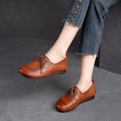 Autumn Retro Soft Leather Flat Casual Shoes