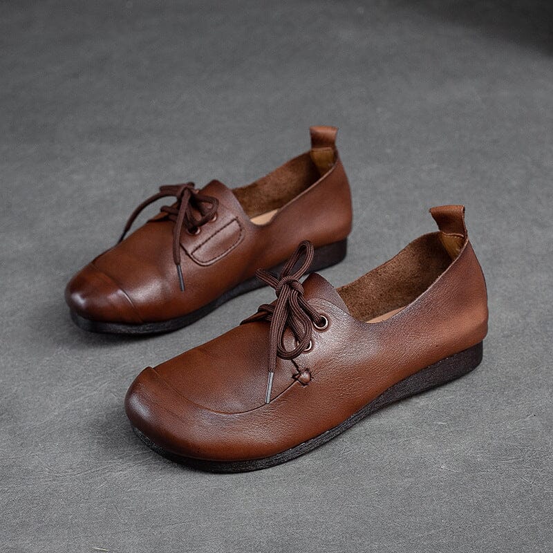 Autumn Retro Soft Leather Flat Casual Shoes