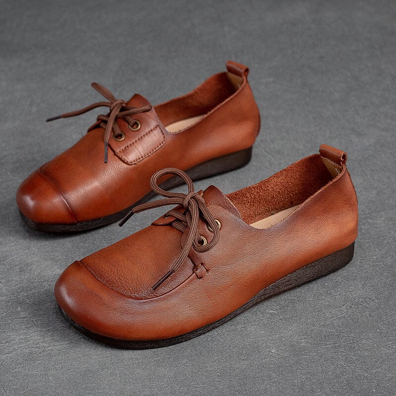 Autumn Retro Soft Leather Flat Casual Shoes