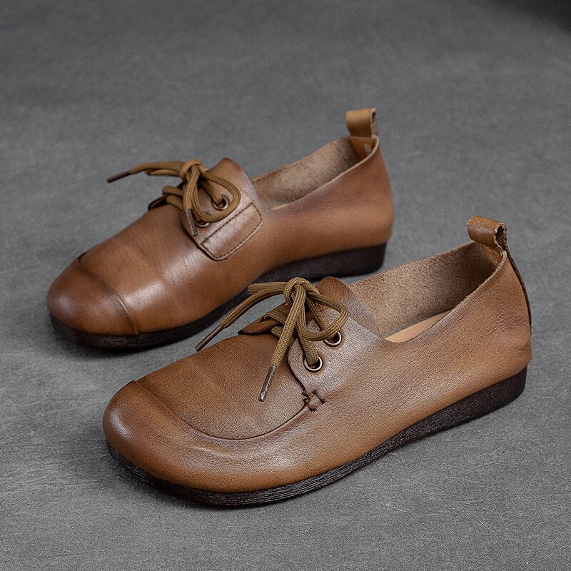 Autumn Retro Soft Leather Flat Casual Shoes