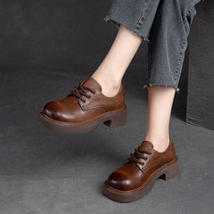 Autumn Retro Solid Handmade Leather Casual Shoes