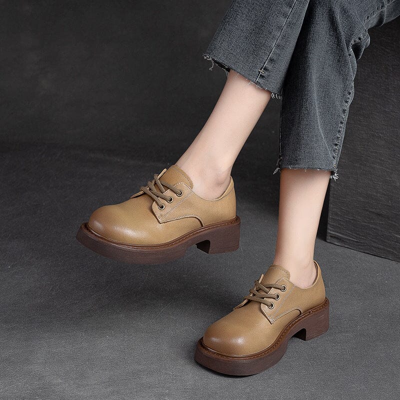 Autumn Retro Solid Handmade Leather Casual Shoes