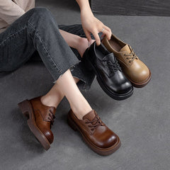 Autumn Retro Solid Handmade Leather Casual Shoes