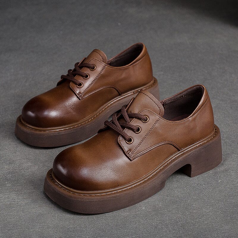 Autumn Retro Solid Handmade Leather Casual Shoes