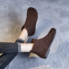 Autumn Retro Solid Suede Leather Flat Boots