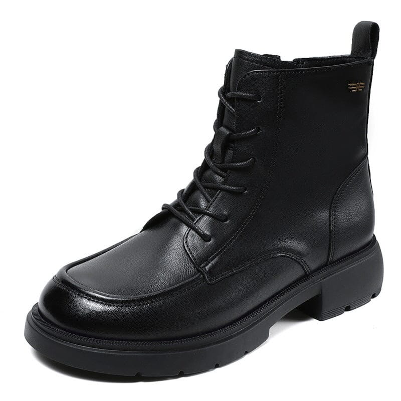 Autumn Solid Retro Sheep Leather Casual Boots